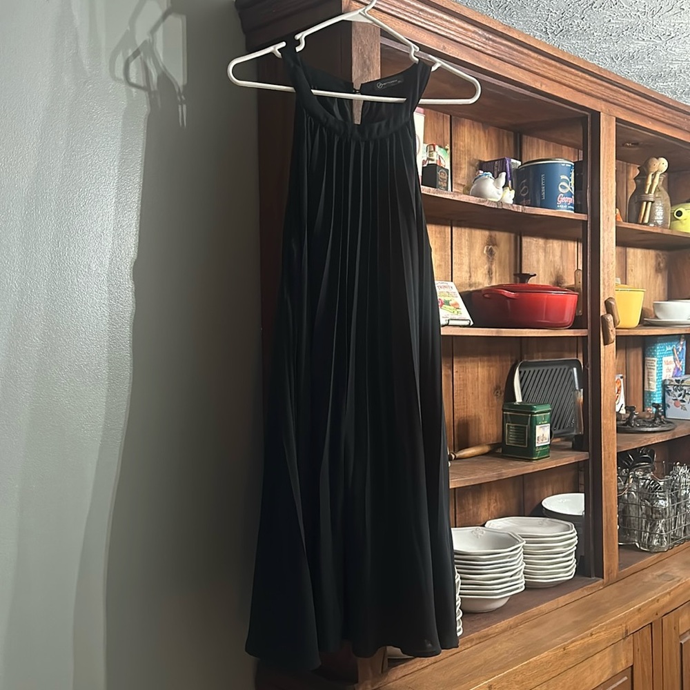 Black flowy dress with high neck line